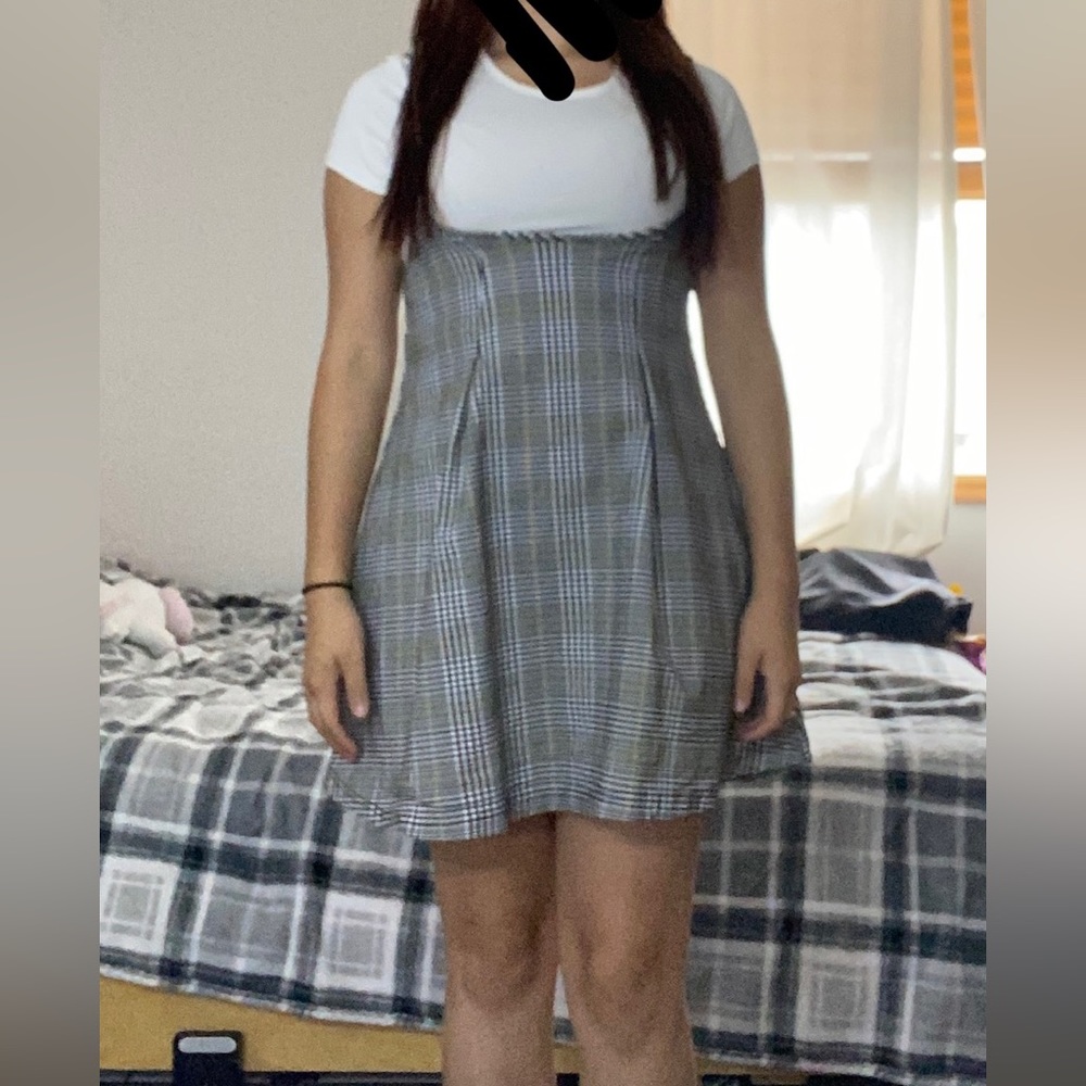 Spaghetti strap plaid print dress